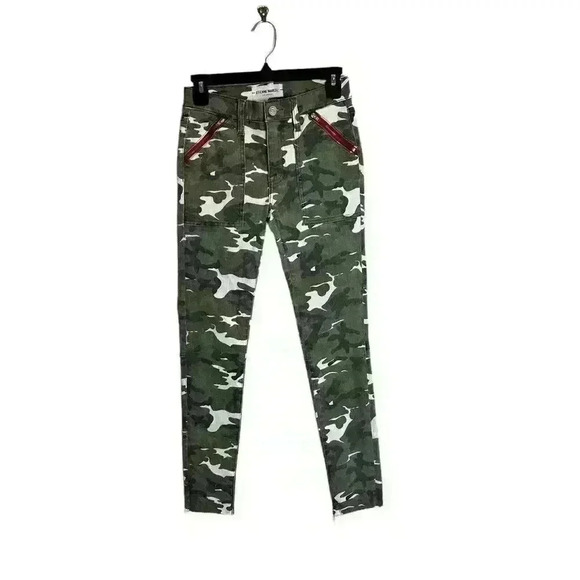 Etienne MARCEL WOMENS RED ZIPPER CAMO JEANS SIZE 25 - Picture 2 of 9